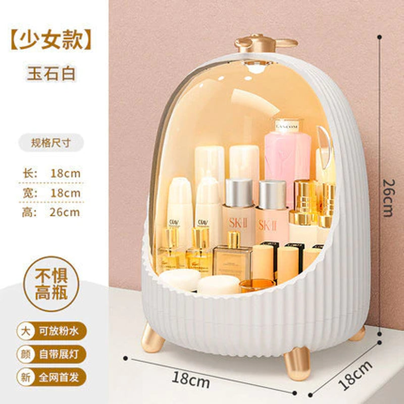 HD Mirror Makeup Storage Case LED Rotate Jewelry Rack Cosmetic Organizer Skincare Lipstick Drawer Desktop Cosmetic Storage Box
